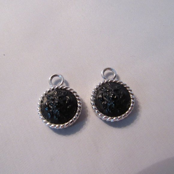 Custom 14K White Gold Black Intaglio Earring Charms - Stunning! - Picture 11 of 16